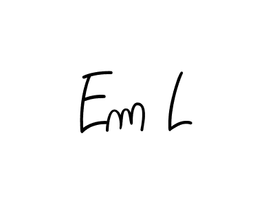 Make a beautiful signature design for name Em L. With this signature (Angelique-Rose-font-FFP) style, you can create a handwritten signature for free. Em L signature style 5 images and pictures png