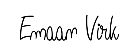 Master the art of signing with Emaan Virk written in fluent Angelique-Rose-font-FFP script. A great template to practice and refine your handwriting. Emaan Virk signature style 5 images and pictures png