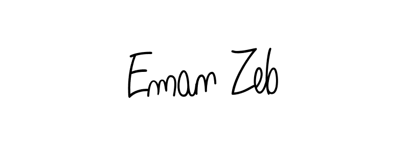 Make a beautiful signature design for name Eman Zeb. With this signature (Angelique-Rose-font-FFP) style, you can create a handwritten signature for free. Eman Zeb signature style 5 images and pictures png