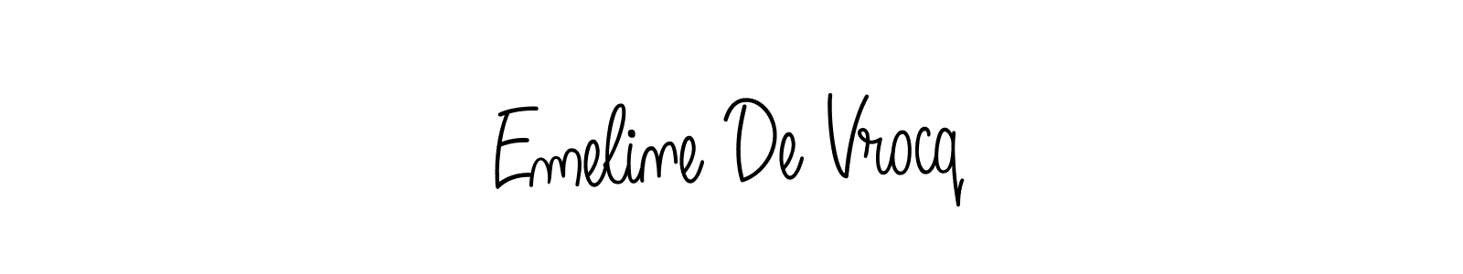 You should practise on your own different ways (Angelique-Rose-font-FFP) to write your name (Emeline De Vrocq) in signature. don't let someone else do it for you. Emeline De Vrocq signature style 5 images and pictures png