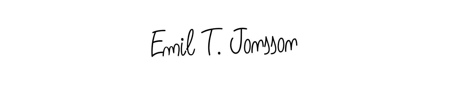 The best way (Angelique-Rose-font-FFP) to make a short signature is to pick only two or three words in your name. The name Emil T. Jonsson include a total of six letters. For converting this name. Emil T. Jonsson signature style 5 images and pictures png