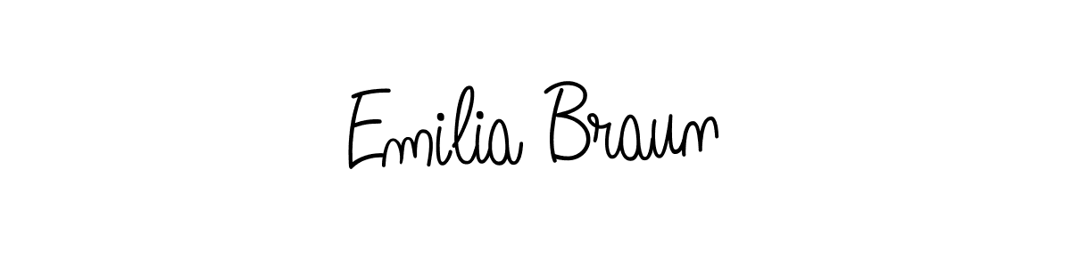 Emilia Braun stylish signature style. Best Handwritten Sign (Angelique-Rose-font-FFP) for my name. Handwritten Signature Collection Ideas for my name Emilia Braun. Emilia Braun signature style 5 images and pictures png