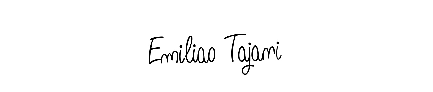 The best way (Angelique-Rose-font-FFP) to make a short signature is to pick only two or three words in your name. The name Emiliao Tajani include a total of six letters. For converting this name. Emiliao Tajani signature style 5 images and pictures png