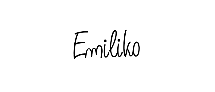 Make a beautiful signature design for name Emiliko. With this signature (Angelique-Rose-font-FFP) style, you can create a handwritten signature for free. Emiliko signature style 5 images and pictures png