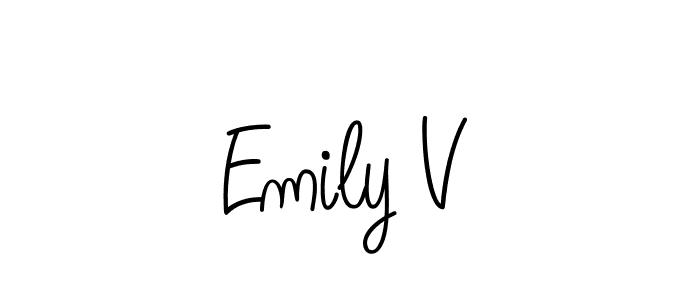 Emily V stylish signature style. Best Handwritten Sign (Angelique-Rose-font-FFP) for my name. Handwritten Signature Collection Ideas for my name Emily V. Emily V signature style 5 images and pictures png