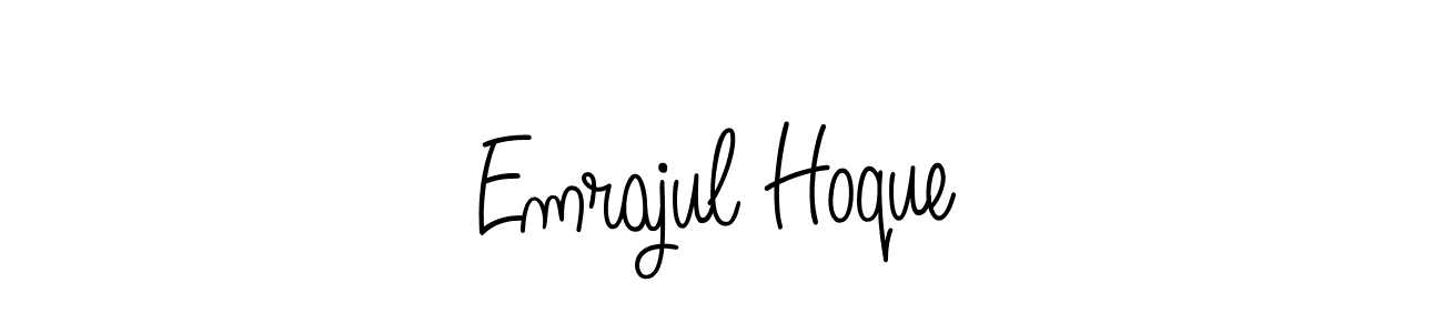 Use a signature maker to create a handwritten signature online. With this signature software, you can design (Angelique-Rose-font-FFP) your own signature for name Emrajul Hoque. Emrajul Hoque signature style 5 images and pictures png