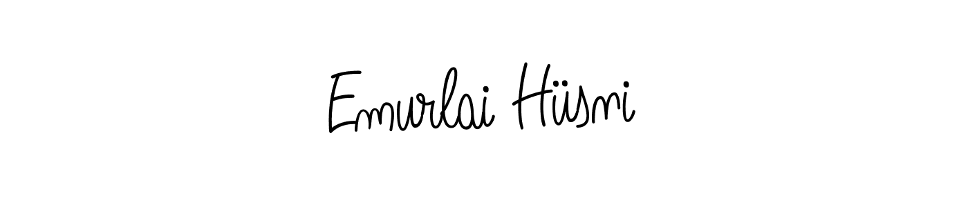 How to make Emurlai Hüsni name signature. Use Angelique-Rose-font-FFP style for creating short signs online. This is the latest handwritten sign. Emurlai Hüsni signature style 5 images and pictures png