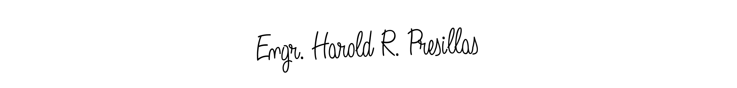 You should practise on your own different ways (Angelique-Rose-font-FFP) to write your name (Engr. Harold R. Presillas) in signature. don't let someone else do it for you. Engr. Harold R. Presillas signature style 5 images and pictures png