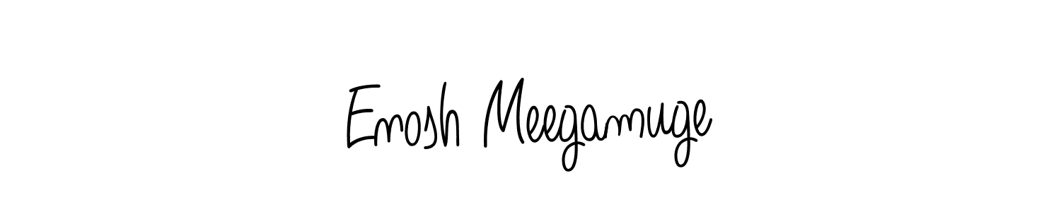 The best way (Angelique-Rose-font-FFP) to make a short signature is to pick only two or three words in your name. The name Enosh Meegamuge include a total of six letters. For converting this name. Enosh Meegamuge signature style 5 images and pictures png