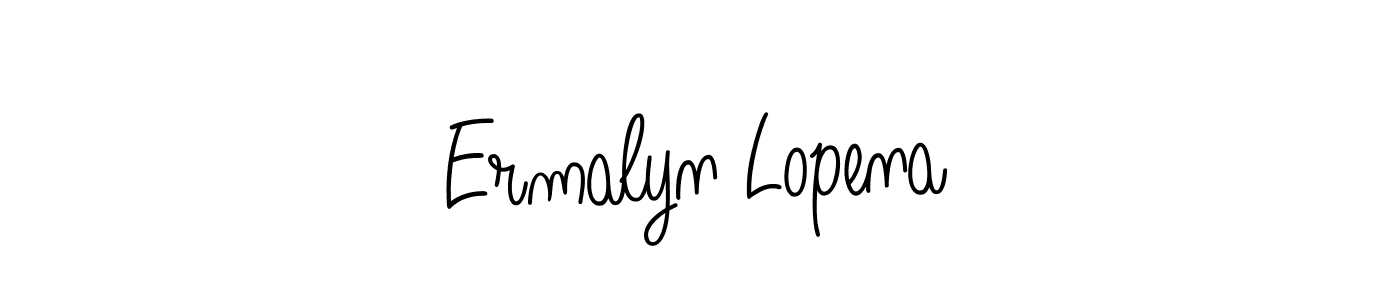 Use a signature maker to create a handwritten signature online. With this signature software, you can design (Angelique-Rose-font-FFP) your own signature for name Ermalyn Lopena. Ermalyn Lopena signature style 5 images and pictures png