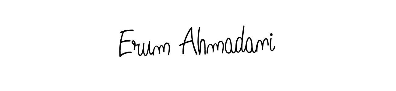 Make a beautiful signature design for name Erum Ahmadani. With this signature (Angelique-Rose-font-FFP) style, you can create a handwritten signature for free. Erum Ahmadani signature style 5 images and pictures png