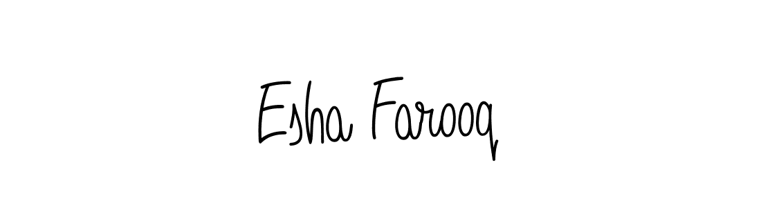 You should practise on your own different ways (Angelique-Rose-font-FFP) to write your name (Esha Farooq) in signature. don't let someone else do it for you. Esha Farooq signature style 5 images and pictures png