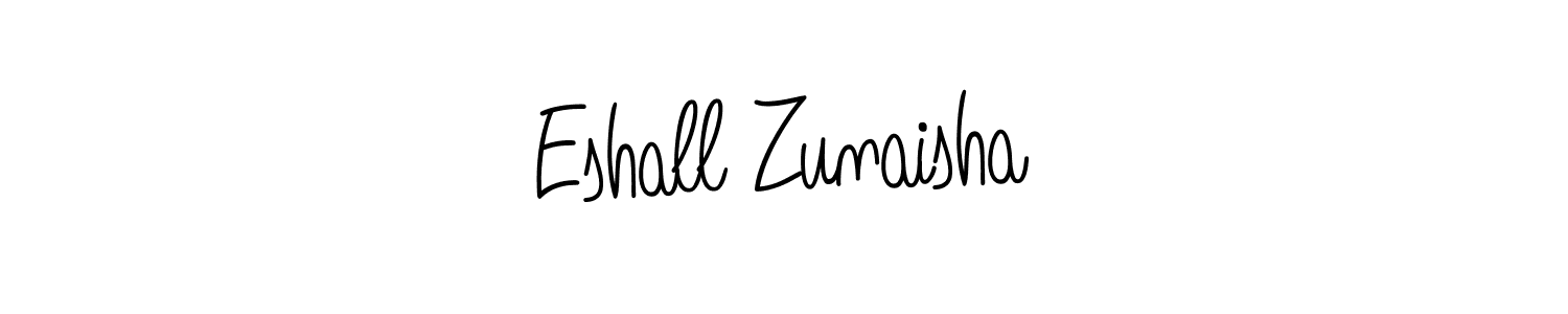 Use a signature maker to create a handwritten signature online. With this signature software, you can design (Angelique-Rose-font-FFP) your own signature for name Eshall Zunaisha. Eshall Zunaisha signature style 5 images and pictures png