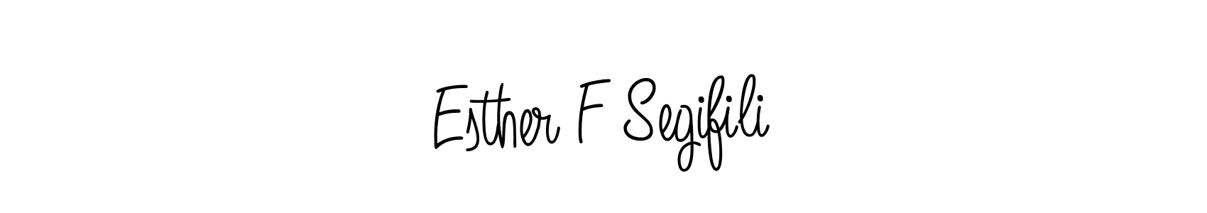 How to make Esther F Segifili name signature. Use Angelique-Rose-font-FFP style for creating short signs online. This is the latest handwritten sign. Esther F Segifili signature style 5 images and pictures png