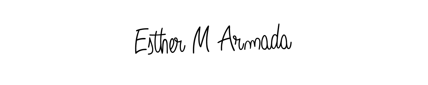 Make a beautiful signature design for name Esther M Armada. With this signature (Angelique-Rose-font-FFP) style, you can create a handwritten signature for free. Esther M Armada signature style 5 images and pictures png