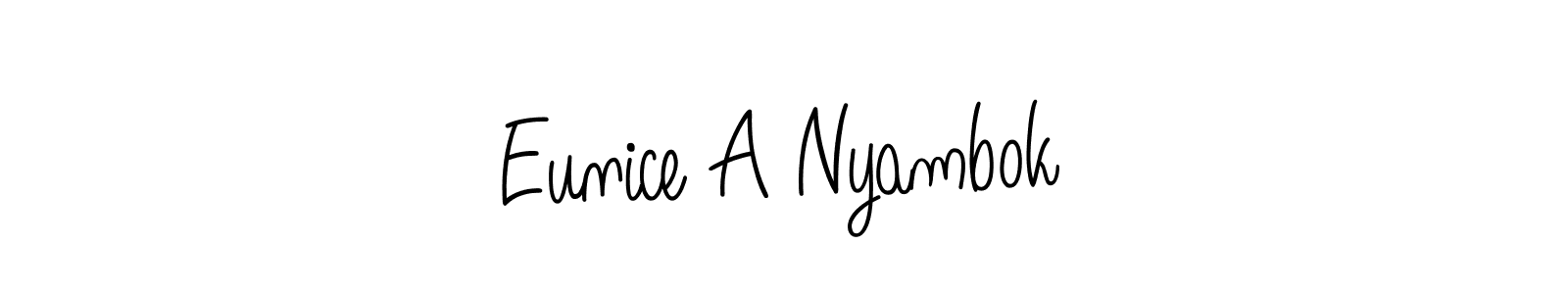 Design your own signature with our free online signature maker. With this signature software, you can create a handwritten (Angelique-Rose-font-FFP) signature for name Eunice A Nyambok. Eunice A Nyambok signature style 5 images and pictures png