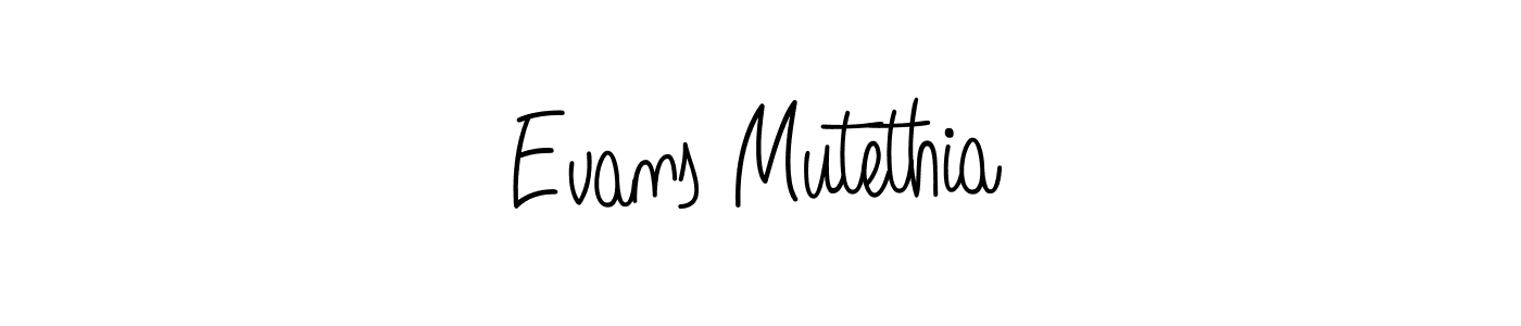 Use a signature maker to create a handwritten signature online. With this signature software, you can design (Angelique-Rose-font-FFP) your own signature for name Evans Mutethia. Evans Mutethia signature style 5 images and pictures png