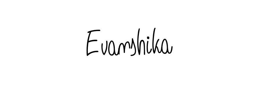 How to make Evanshika name signature. Use Angelique-Rose-font-FFP style for creating short signs online. This is the latest handwritten sign. Evanshika signature style 5 images and pictures png