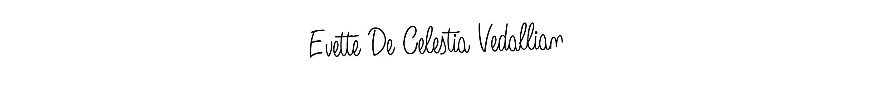 You should practise on your own different ways (Angelique-Rose-font-FFP) to write your name (Evette De Celestia Vedallian) in signature. don't let someone else do it for you. Evette De Celestia Vedallian signature style 5 images and pictures png