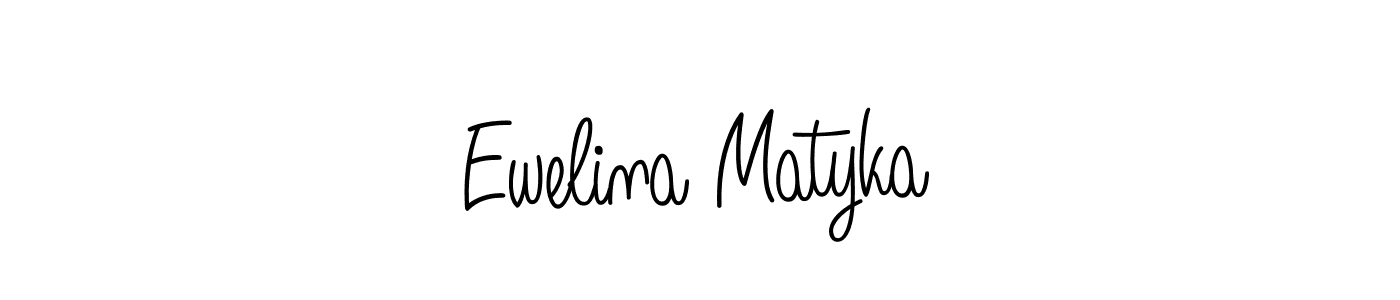 You should practise on your own different ways (Angelique-Rose-font-FFP) to write your name (Ewelina Matyka) in signature. don't let someone else do it for you. Ewelina Matyka signature style 5 images and pictures png