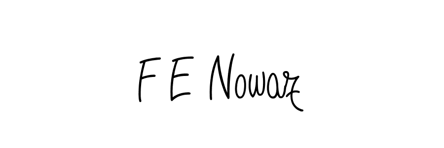 How to make F E Nowaz name signature. Use Angelique-Rose-font-FFP style for creating short signs online. This is the latest handwritten sign. F E Nowaz signature style 5 images and pictures png