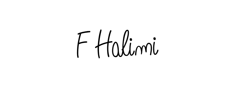 Make a beautiful signature design for name F Halimi. With this signature (Angelique-Rose-font-FFP) style, you can create a handwritten signature for free. F Halimi signature style 5 images and pictures png