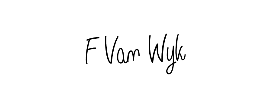 How to make F Van Wyk name signature. Use Angelique-Rose-font-FFP style for creating short signs online. This is the latest handwritten sign. F Van Wyk signature style 5 images and pictures png