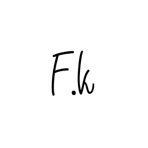 Make a beautiful signature design for name F.k. With this signature (Angelique-Rose-font-FFP) style, you can create a handwritten signature for free. F.k signature style 5 images and pictures png