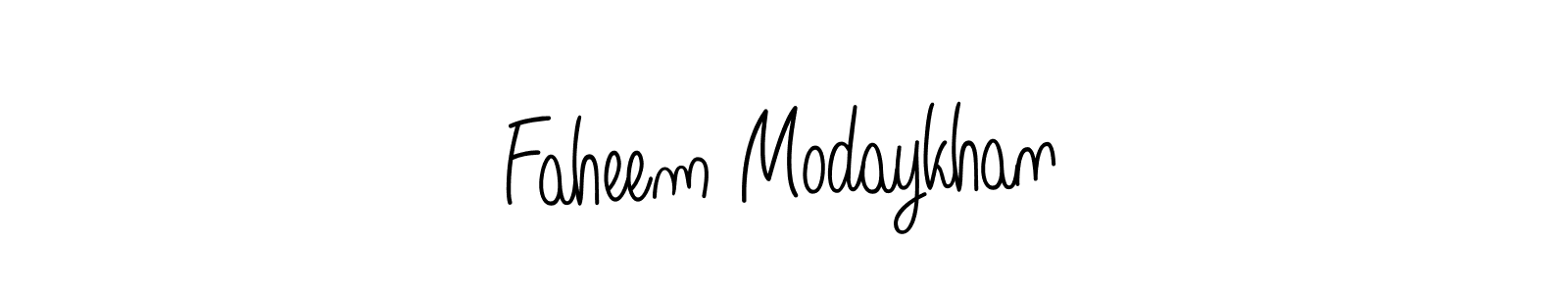 Use a signature maker to create a handwritten signature online. With this signature software, you can design (Angelique-Rose-font-FFP) your own signature for name Faheem Modaykhan. Faheem Modaykhan signature style 5 images and pictures png