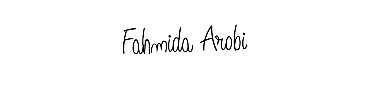Use a signature maker to create a handwritten signature online. With this signature software, you can design (Angelique-Rose-font-FFP) your own signature for name Fahmida Arobi. Fahmida Arobi signature style 5 images and pictures png