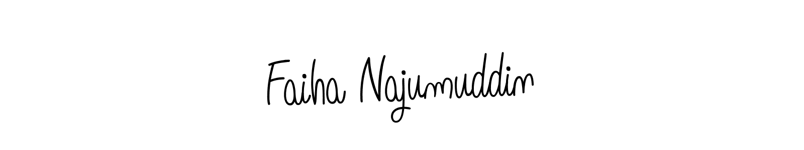 You should practise on your own different ways (Angelique-Rose-font-FFP) to write your name (Faiha Najumuddin) in signature. don't let someone else do it for you. Faiha Najumuddin signature style 5 images and pictures png