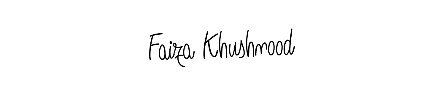 You should practise on your own different ways (Angelique-Rose-font-FFP) to write your name (Faiza Khushnood) in signature. don't let someone else do it for you. Faiza Khushnood signature style 5 images and pictures png