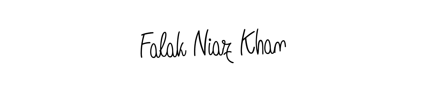 Make a beautiful signature design for name Falak Niaz Khan. With this signature (Angelique-Rose-font-FFP) style, you can create a handwritten signature for free. Falak Niaz Khan signature style 5 images and pictures png