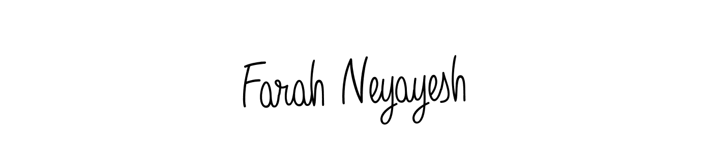 Use a signature maker to create a handwritten signature online. With this signature software, you can design (Angelique-Rose-font-FFP) your own signature for name Farah Neyayesh. Farah Neyayesh signature style 5 images and pictures png