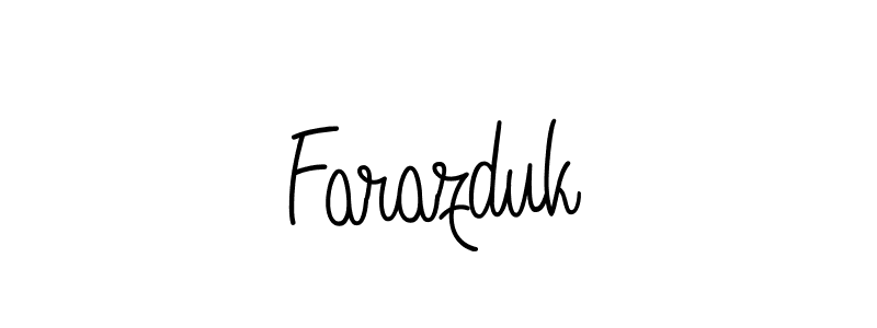 Use a signature maker to create a handwritten signature online. With this signature software, you can design (Angelique-Rose-font-FFP) your own signature for name Farazduk. Farazduk signature style 5 images and pictures png