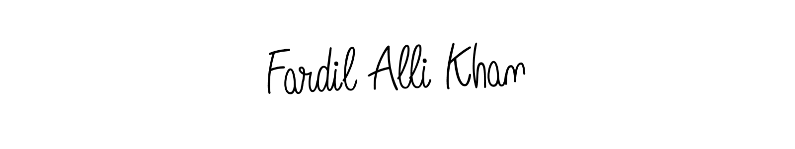 Use a signature maker to create a handwritten signature online. With this signature software, you can design (Angelique-Rose-font-FFP) your own signature for name Fardil Alli Khan. Fardil Alli Khan signature style 5 images and pictures png