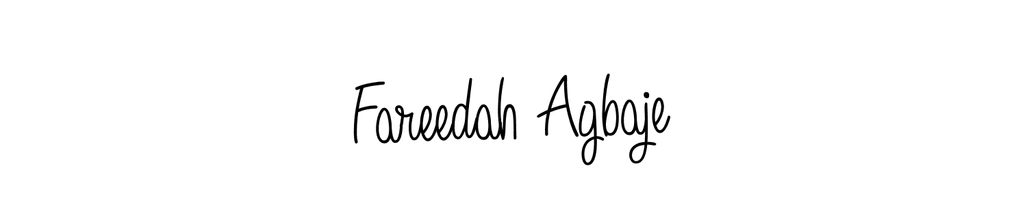How to make Fareedah Agbaje name signature. Use Angelique-Rose-font-FFP style for creating short signs online. This is the latest handwritten sign. Fareedah Agbaje signature style 5 images and pictures png