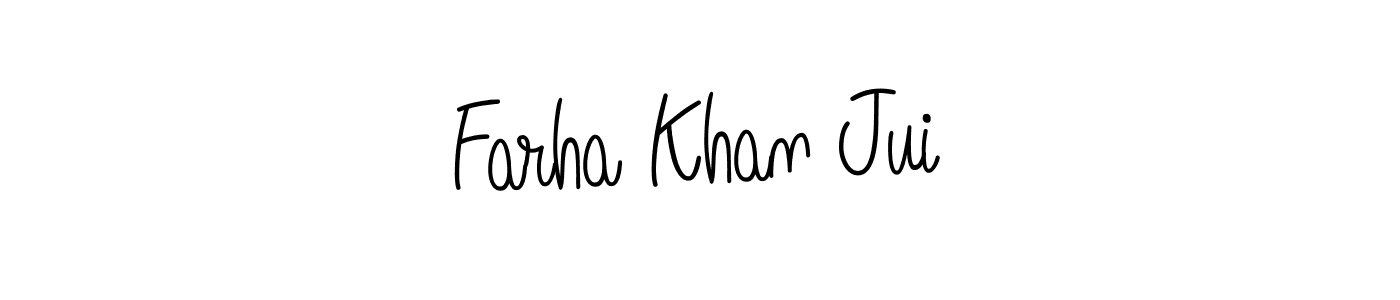 Create a beautiful signature design for name Farha Khan Jui. With this signature (Angelique-Rose-font-FFP) fonts, you can make a handwritten signature for free. Farha Khan Jui signature style 5 images and pictures png