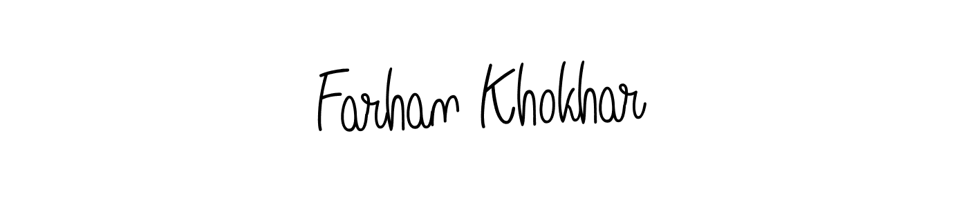Use a signature maker to create a handwritten signature online. With this signature software, you can design (Angelique-Rose-font-FFP) your own signature for name Farhan Khokhar. Farhan Khokhar signature style 5 images and pictures png