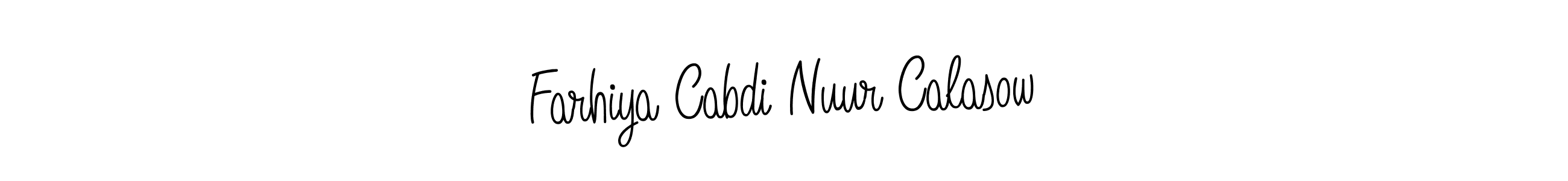 Farhiya Cabdi Nuur Calasow stylish signature style. Best Handwritten Sign (Angelique-Rose-font-FFP) for my name. Handwritten Signature Collection Ideas for my name Farhiya Cabdi Nuur Calasow. Farhiya Cabdi Nuur Calasow signature style 5 images and pictures png