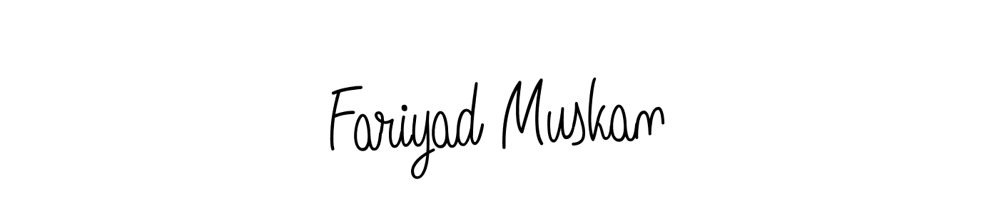The best way (Angelique-Rose-font-FFP) to make a short signature is to pick only two or three words in your name. The name Fariyad Muskan include a total of six letters. For converting this name. Fariyad Muskan signature style 5 images and pictures png