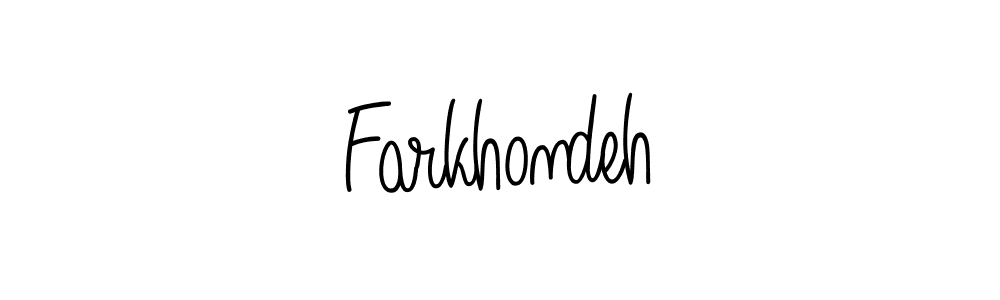 You should practise on your own different ways (Angelique-Rose-font-FFP) to write your name (Farkhondeh) in signature. don't let someone else do it for you. Farkhondeh signature style 5 images and pictures png