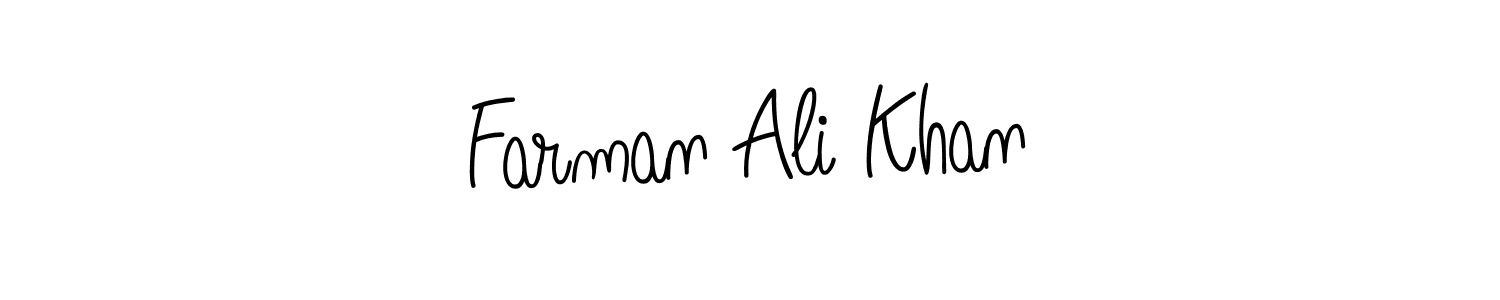 How to make Farman Ali Khan name signature. Use Angelique-Rose-font-FFP style for creating short signs online. This is the latest handwritten sign. Farman Ali Khan signature style 5 images and pictures png