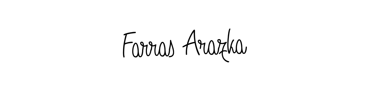 How to make Farras Arazka name signature. Use Angelique-Rose-font-FFP style for creating short signs online. This is the latest handwritten sign. Farras Arazka signature style 5 images and pictures png