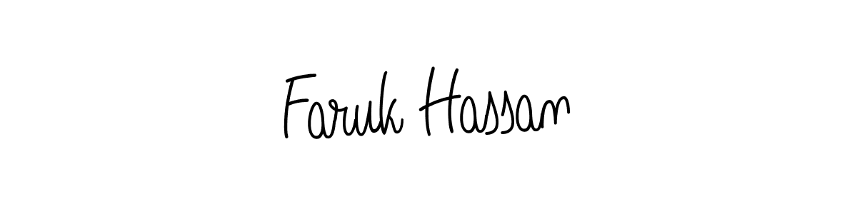 Use a signature maker to create a handwritten signature online. With this signature software, you can design (Angelique-Rose-font-FFP) your own signature for name Faruk Hassan. Faruk Hassan signature style 5 images and pictures png