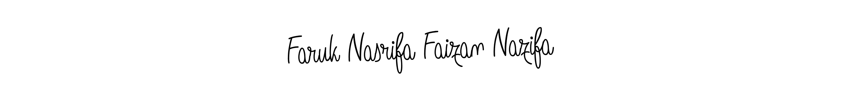 The best way (Angelique-Rose-font-FFP) to make a short signature is to pick only two or three words in your name. The name Faruk Nasrifa Faizan Nazifa include a total of six letters. For converting this name. Faruk Nasrifa Faizan Nazifa signature style 5 images and pictures png