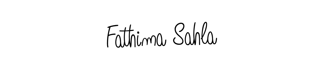 How to make Fathima Sahla name signature. Use Angelique-Rose-font-FFP style for creating short signs online. This is the latest handwritten sign. Fathima Sahla signature style 5 images and pictures png