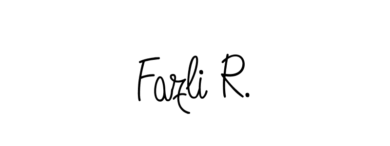 Use a signature maker to create a handwritten signature online. With this signature software, you can design (Angelique-Rose-font-FFP) your own signature for name Fazli R.. Fazli R. signature style 5 images and pictures png