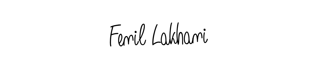 You should practise on your own different ways (Angelique-Rose-font-FFP) to write your name (Fenil Lakhani) in signature. don't let someone else do it for you. Fenil Lakhani signature style 5 images and pictures png
