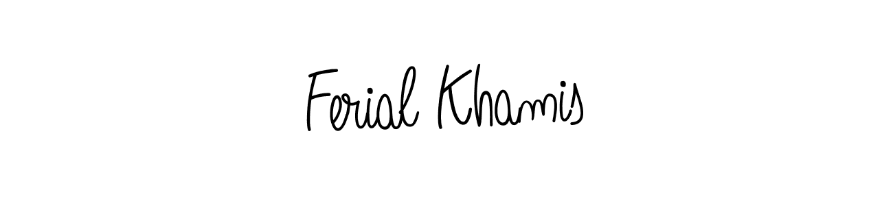 if you are searching for the best signature style for your name Ferial Khamis. so please give up your signature search. here we have designed multiple signature styles  using Angelique-Rose-font-FFP. Ferial Khamis signature style 5 images and pictures png